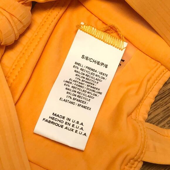 Vitamin A Kaya Adjustable Tie Back Bikini Swim Top in Orange Yellow Size Small/6 - Picture 10 of 10